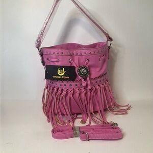 Pink Fringe Shoulder Bag
